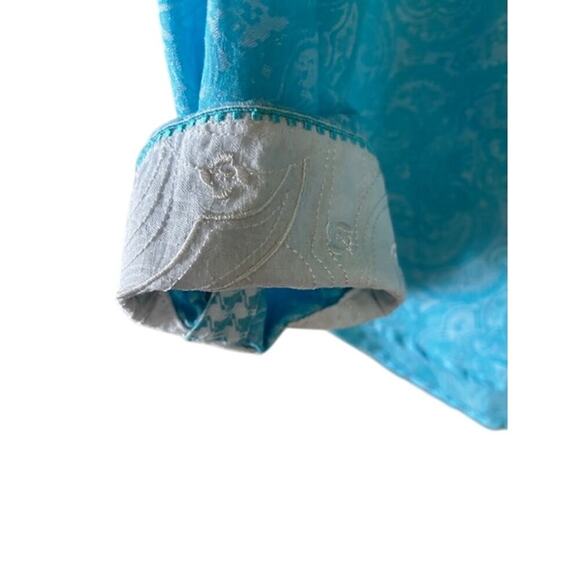 Robert Graham Classic Fit Long Sleeve Shirt Blue Paisley XL Linen Cotton - Picture 3 of 11